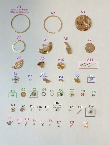 Omega 560 Watch Movement Parts Balance Fork Wheel Spring Bridge Calander Desk 2