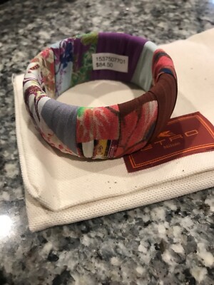 ETRO one size multicolor silk wrapped paisley floral bangle bracelet new