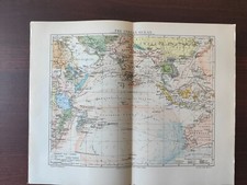 VINTAGE ORIG. MAP-FROM THE WORLD'S HISTORY-THE INDIA OCEAN-1904