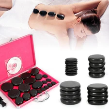 20PCS/Kit Hot Massage Volcanic Basalt Stone Rock SPA Oiled Massager & Warmer Box