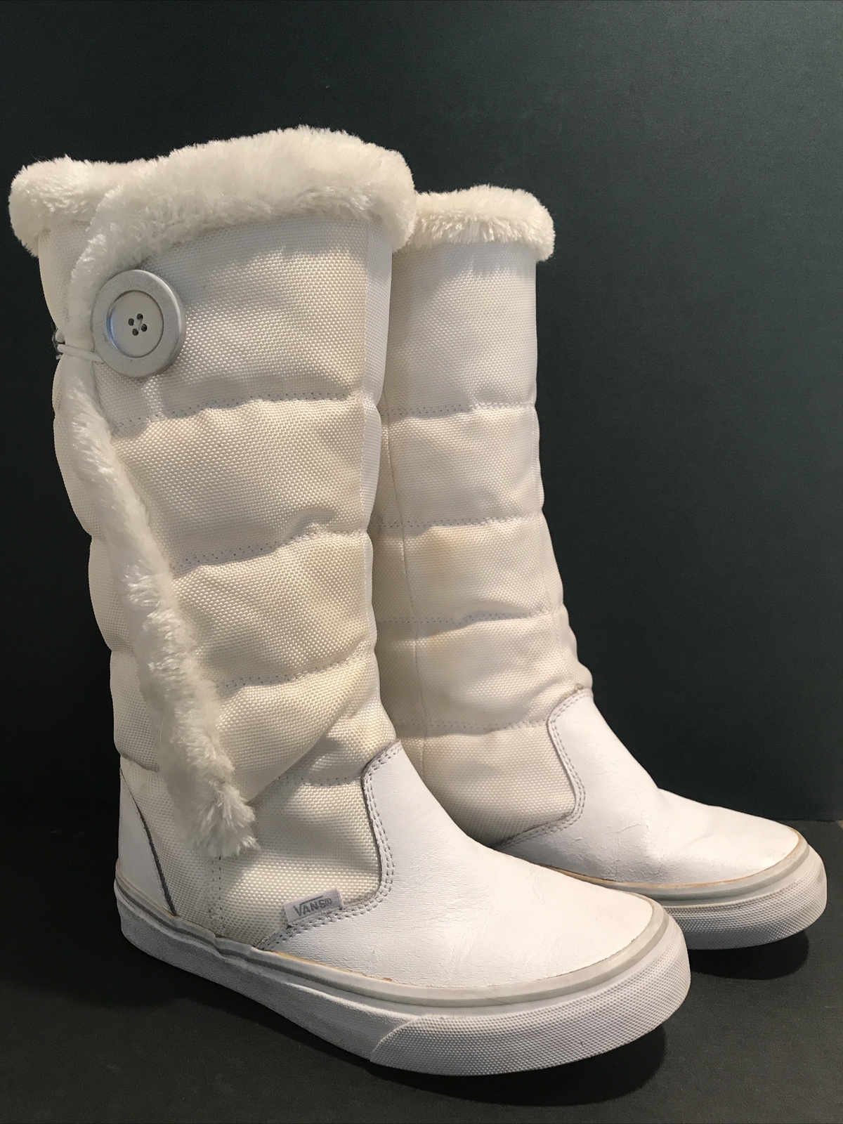 Vans Tall White Fur Boots Shoes Single 