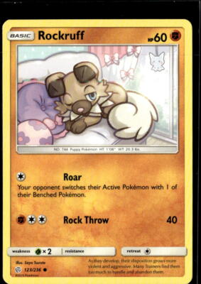 Pokemon Rockruff 123/236 Cosmic Eclipse Non Holo Common  2 Card Lot
