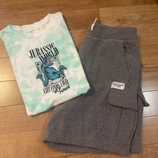 EUC Abercrombie kids boys jurassic world t shirt and shorts outfit, size 13/14