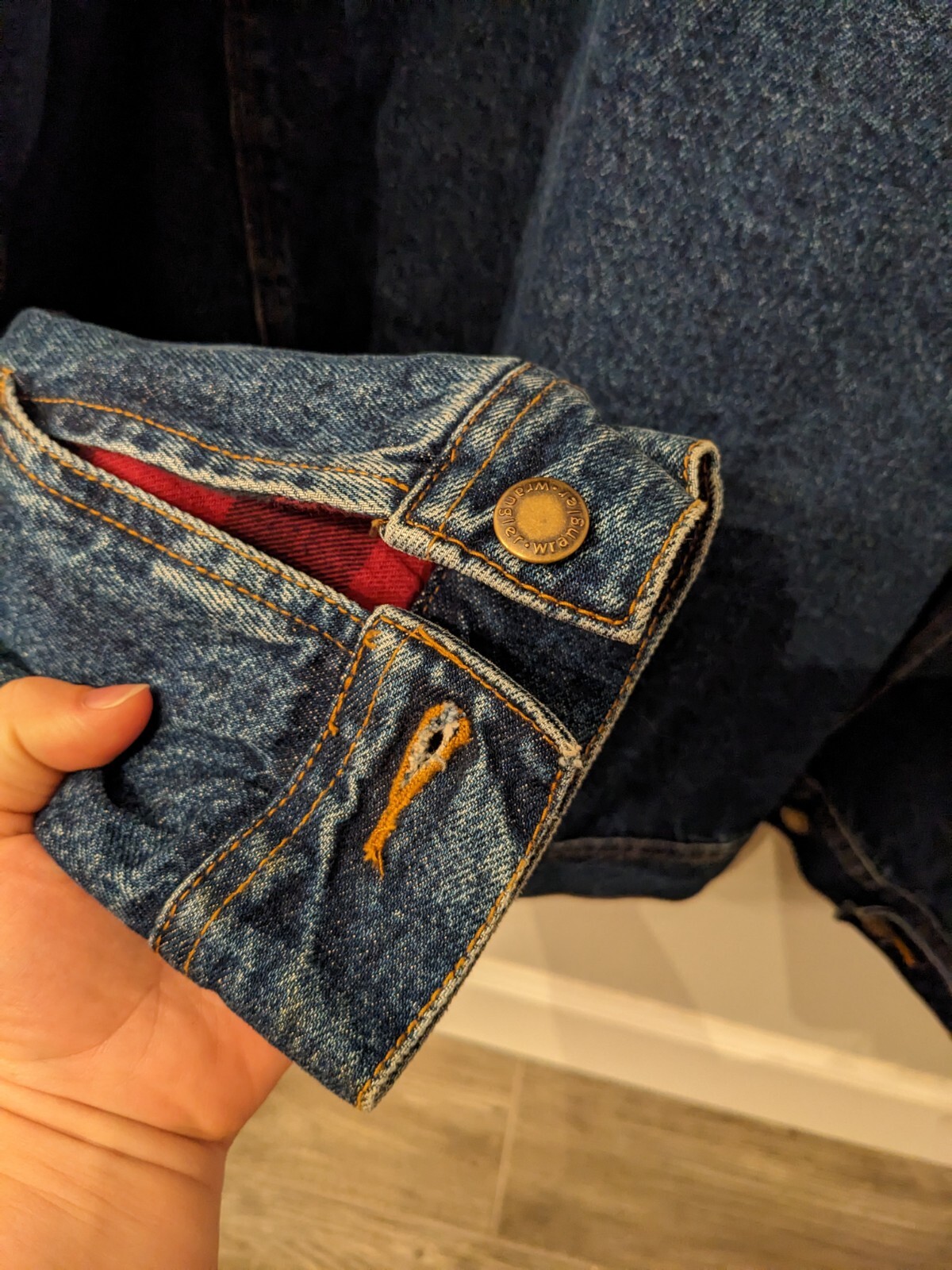 WRANGLER RUGGED WEAR Flannel Lined Dark Denim Trucker Jacket Men's 4XL