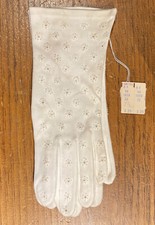 Vintage Ladies Size 7 1/2 White 100 Double Cotton Gloves Made In Phillipines
