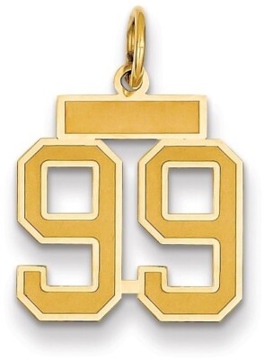 14K Yellow Gold Small Satin Number 99 Charm