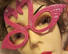 PINK GLITTER FLAMINGO PARTY GLASSES WITH BLING EYES HAWAIIAN LUAU