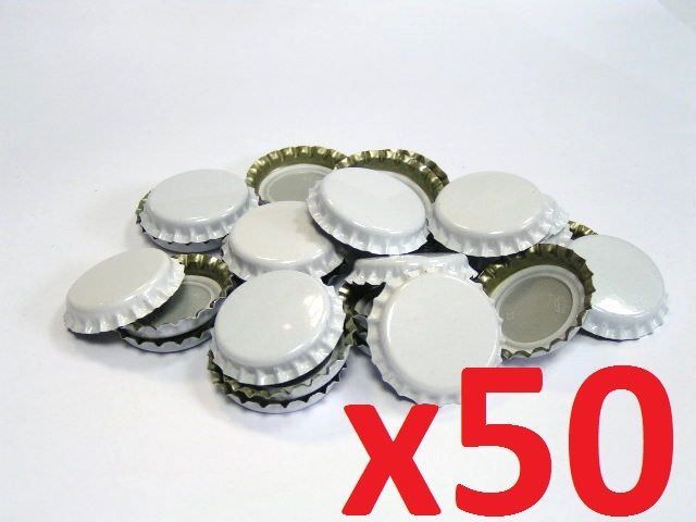 50 White Home Brew Bottle Crown Caps 26mm Very Good Seal Quality FAST P&P UK
