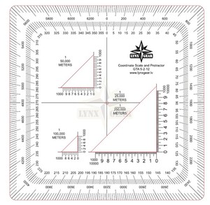 map coordinate scale and protractor graphic training aid for work with