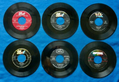 Six 1950s Rock Pop Oldies 45s Gale Storm, Pat Boone, Platters, Rickie Nelson, +2