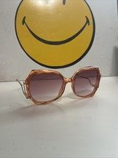 Vintage Hippie 70  s Pink  Gold Oversized Butterfly Sunglasses CR39 Taiwan 5492