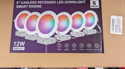 ATCD 6-Pack Modern 6'' Canless Recessed LED Downlights RGB+CCT App Control 12W