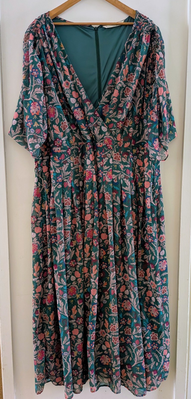 Maxi Dress Green Boho Plus Size 24 3xl Belt Short Sleeves Pocket Wayward Fancies-image