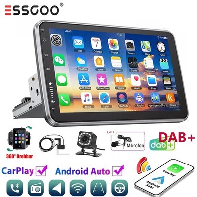 4+64GB Carplay Android 15 DAB+ Autoradio GPS Navi 1 DIN 360° Drehbar Bildschirm