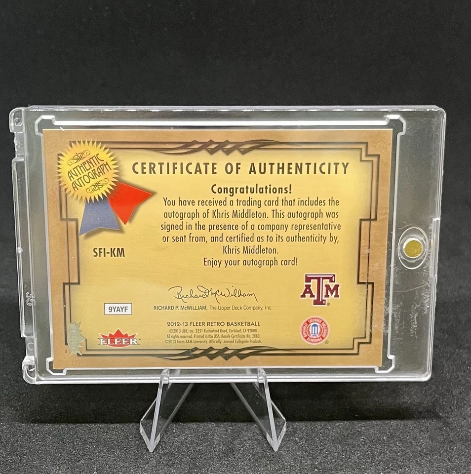 🔥2012-13 Fleer Khris Middleton Retro Baloncesto Automático RC Foto 2 de 2