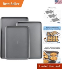 Heavy-Duty Nonstick Baking Sheet Set – 3 Sizes with Scratch-Resistant Coating