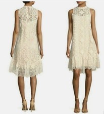 ERIN FETHERSTON Doily Lace Sleeveless Ivory Dress Size 10