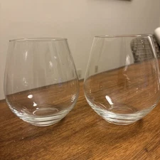 Set of 2 Lenox Tuscany Classics Collection Stemless Crystal Wine Glasses 4.5"