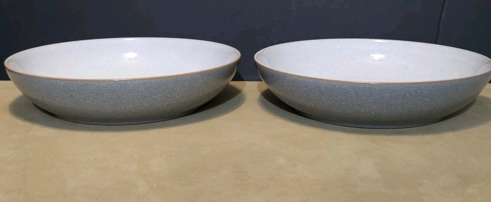 Denby Elements Light Grey Pasta Bowls Set of 2 - Dishwasher & Microwave Safe