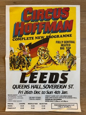 Vintage 1981 Circus Hoffman Poster - Leeds, West Yorkshire - Tiger, Elefanten