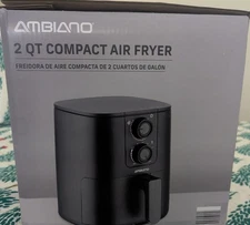 AMBIANO Digital Air Fryer 2.1 QT Black 900W and 2 Packs of 15 Paper liners.