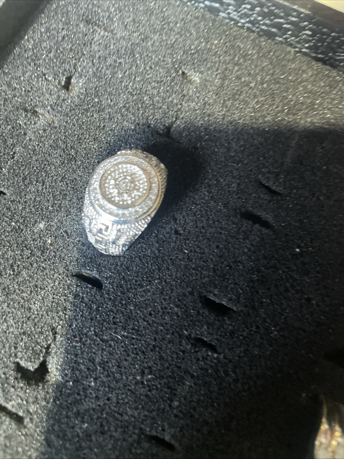 Men's Large Solid 925 Silver Circular Moissanite … - image 1