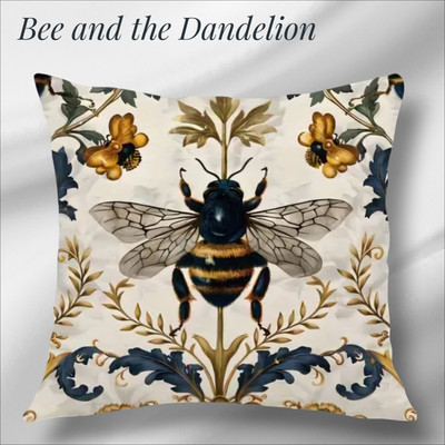 Kissenbezug Bienenkönigin Honigbiene Hummel creme Blumen 45 x 45 cm