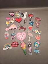 Lot Of 28 Iron-On Patches Girlie Cute Hearts Kids Fun Pink Red Mini Small Tiny