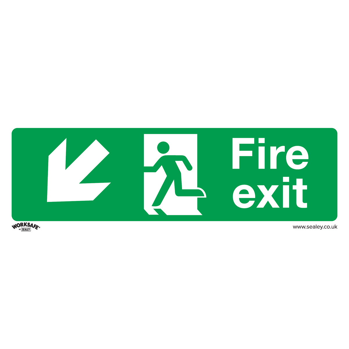 Worksafe® Fire Exit (Down Left) Safety Sign - Self-Adhesive Vinyl