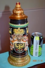 Mint Deutsches Kaiserreich German Beer Stein, Limited Edit, 24K Gold Plate Crown