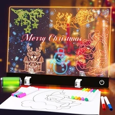 Rechargeable LED Note Board with 7 Colors,14"×10" Inches Acrylic Light Up Dra...