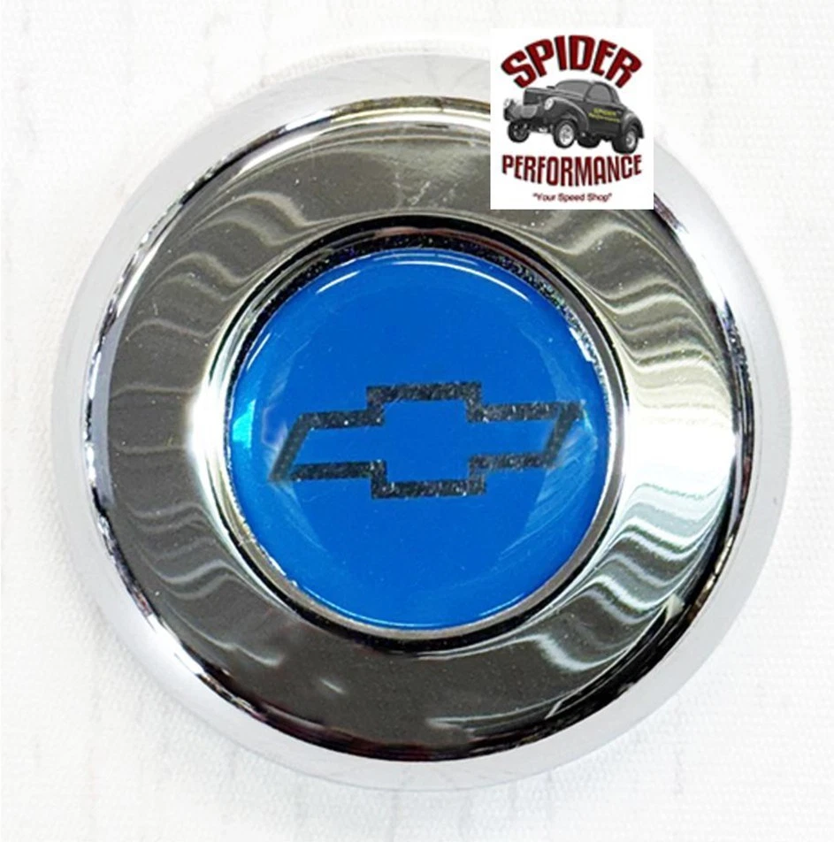 1957-1963 Chevrolet wood steering wheel BLUE BOWTIE 13 1/2" WALNUT BLACK SPOKE - Image 3 of 4