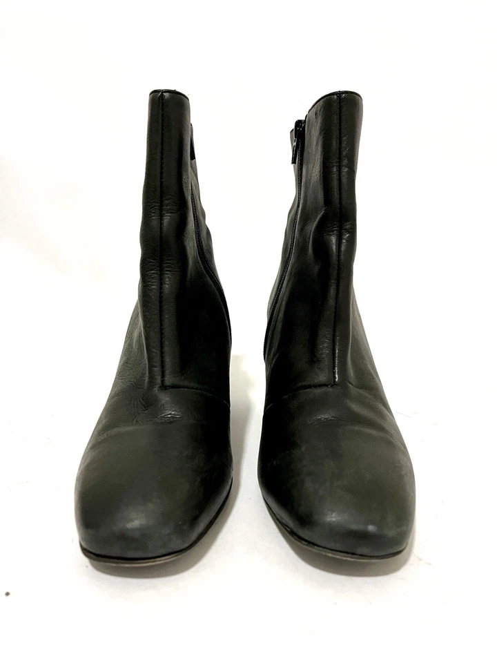 Bota Free People Nicola Cuero Punta Cuadrada Tobillo Cremallera Tacón Bloque Negra 38 EE. UU. 7,5 Foto 4 de 4