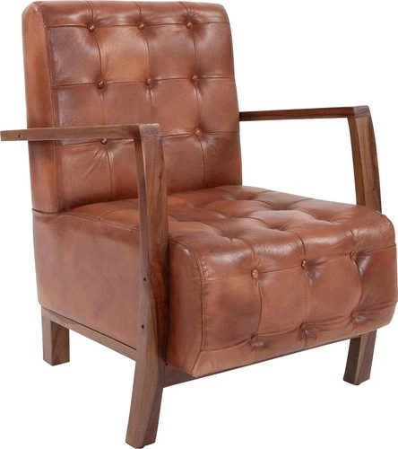 Davenport Tufted Leather Chair-Classic Style - Picture 3 of 6