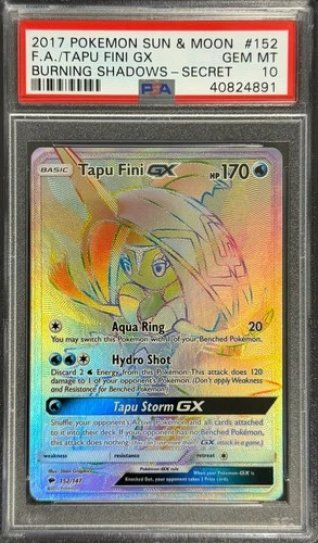 POKEMON TAPU FINI GX 2017 SUN & MOON BURNING SHADOWS-SECRET #152 FA PSA 10