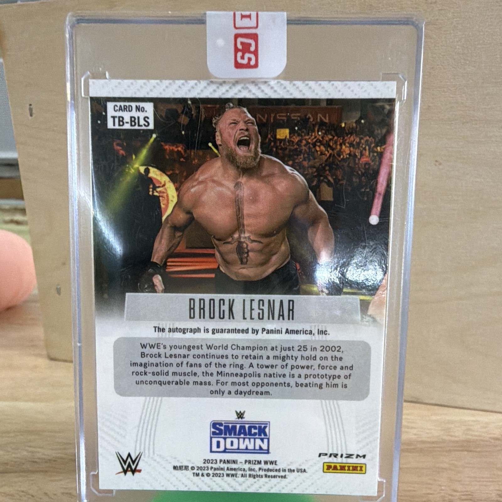 2023 Panini Prizm WWE Brock Lesnar Throwback Signatures Auto TB-BLS CSG view 2
