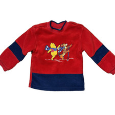 VTG Pooh Winnie the Pooh 4T Red/Blue Pullover Sweatshirt Fleece Embroidered