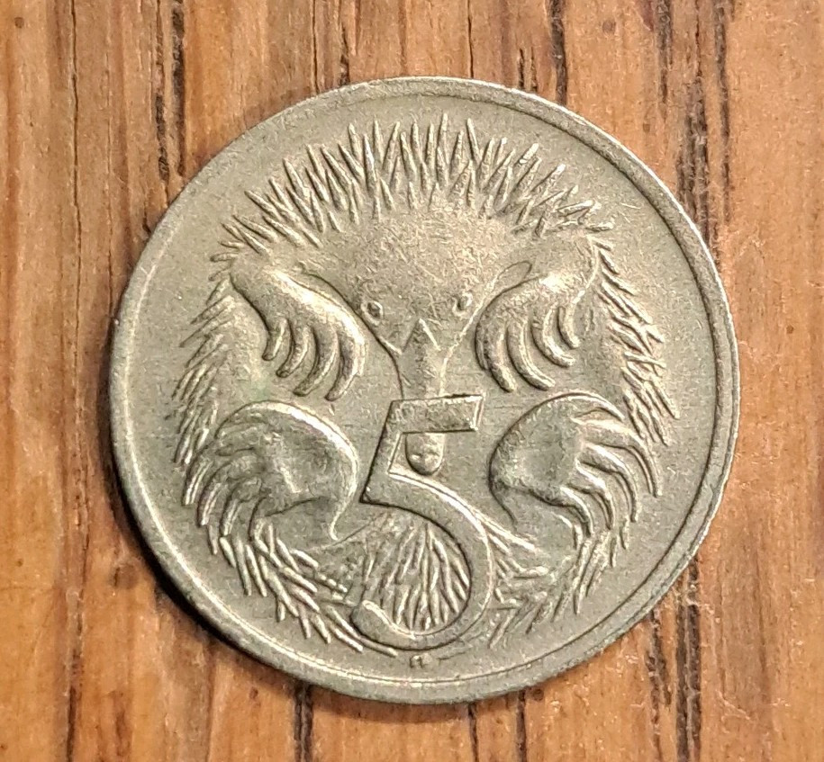 1968 Australia 5 Cents Queen Elizabeth II, Ant Eater (Animal) 2.83