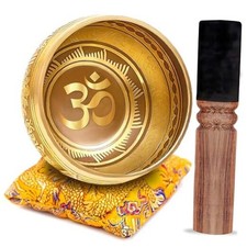 Tibetan Singing Bowl Set – Bronze Master Grade with Pure 4 Inches Gold - Yellow