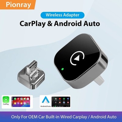 2026 Pionray 2 in 1 Wireless CarPlay Adapter&Android Auto Wireless Adapter