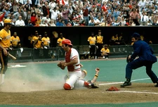Johnny Bench Cincinnati Reds blocks the plate in front of Gene- 1973 Old Photo 1