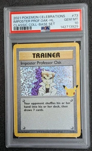 2021 POKEMON CELEBRATIONS CLASSIC COLL #73 IMPOSTER PROFESSOR OAK-HOLO PSA 10