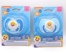 Lot of 2 NICKELODEON BABY SHARK PACIFIER W/COVER 1 BLUE AND 1 PINK 0M BPA FREE