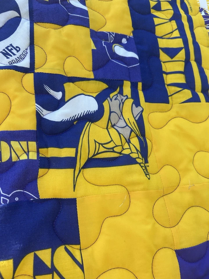 Vikings Purple & Gold Lap Throw New Quilt 66” square Handmade NFL Sports Blanket - Image 4 of 4