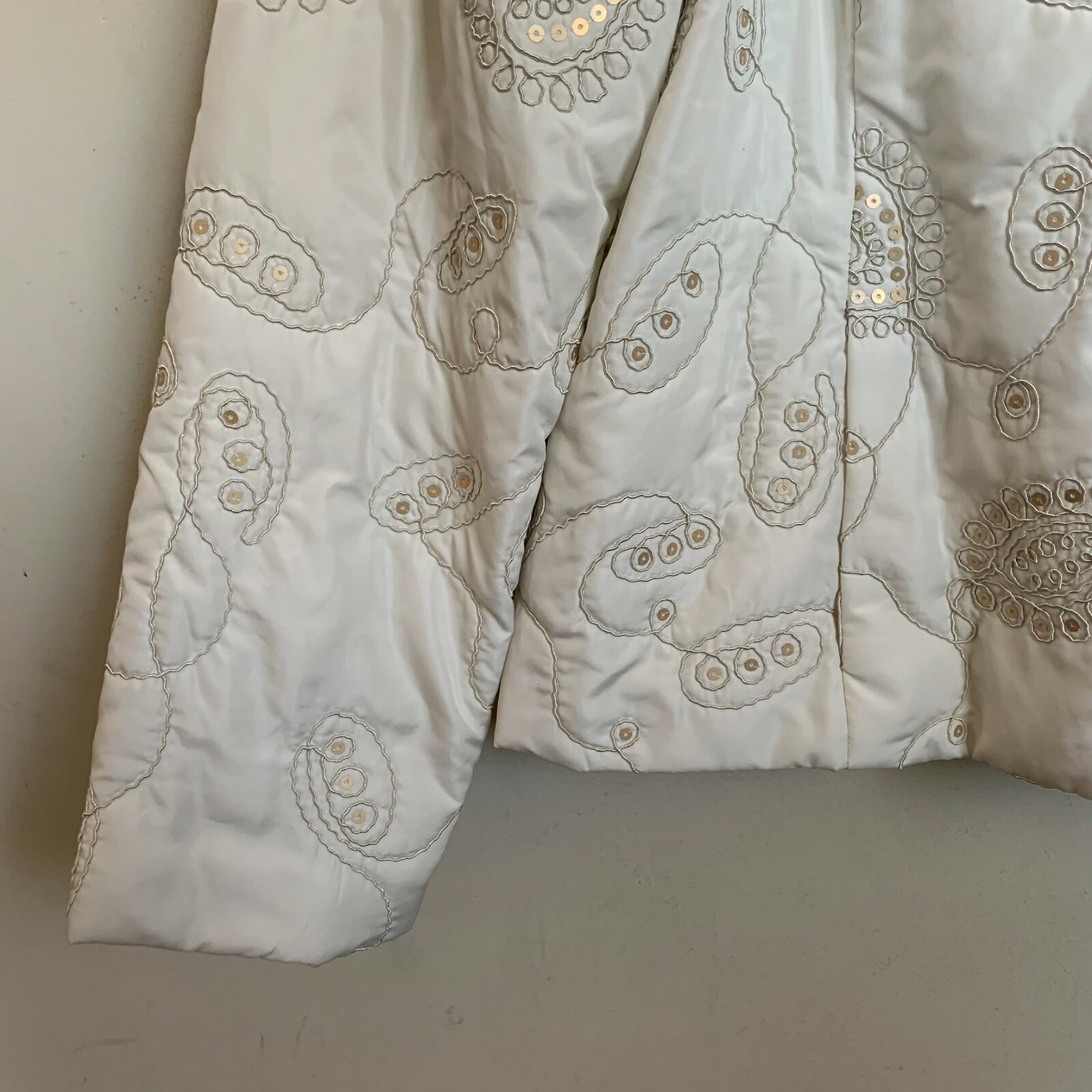 Ruby Rd. Womens Puff Jacket Beige Embroidered Seq… - image 6