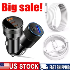 Dual USB PD Type-C Car Charger 30W Fast Adapter For iPhone15 14 13 11Pro Max lot