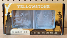 Yellowstone Dutton Ranch, Set of 2, 9oz. Silver Buffalo LLC., Whiskey Glasses