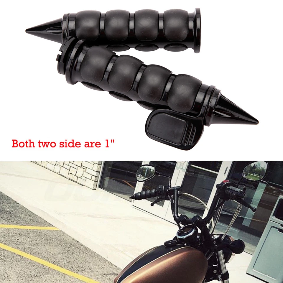 1" Motorcycle Black Handle Bar Hand Grips For Harley Sportster XL 1200 883 Iron - Image 3 of 4