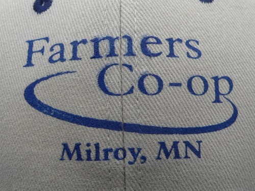 Farmers Co-op Milroy MN Otto Light Brown Blue Mesh Back Snapback Trucker Hat Cap - Picture 2 of 12