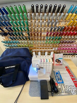 Overlock Gritzner 788, 5 Sonderfüsse, Abfallbehälter, Tasche, LED Licht 